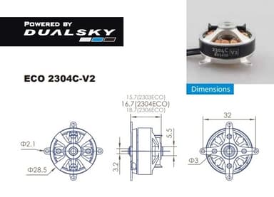 Dualsky ECO 2304C V2 2300KV 24gram Indoor