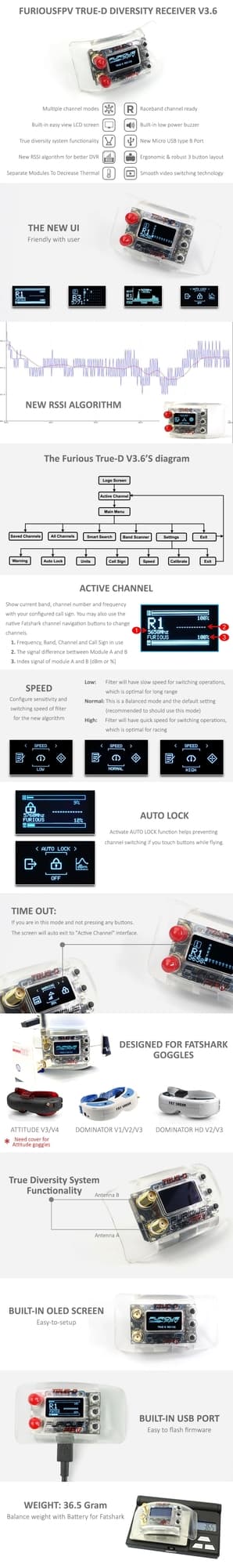 Furious fpv true-d v3.7 diversity receiver system