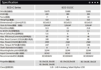 Dualsky ECO 5322C V2 300KV 510gram
