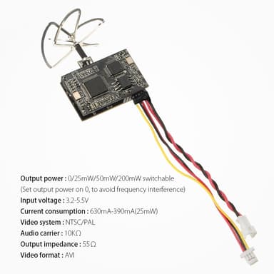 Eachine dtx03 dvr 5.8g 72ch 0-200mw switc. Vtx