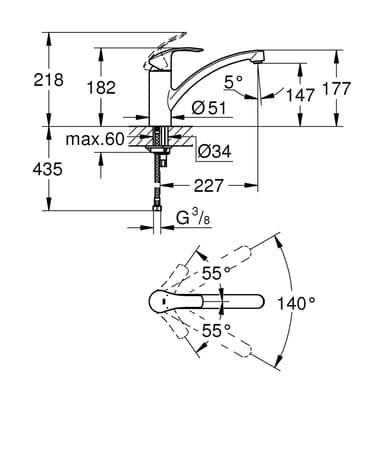 Grohe Eurosmart med lav tut