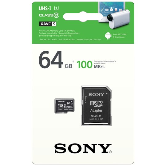 Sony Mikro SD minnekort 64 GB + adapter