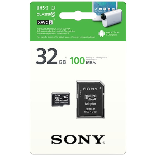 Sony Mikro SD minnekort 32 GB + adapter