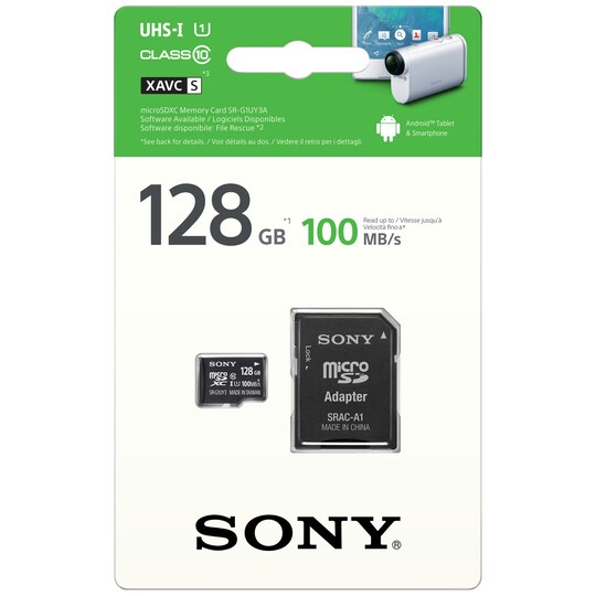 Sony Micro SD minnekort 128 GB + adapter