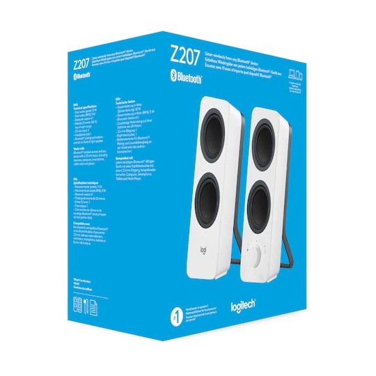 Logitech Z207 Bluetooth-høyttalere (hvit)