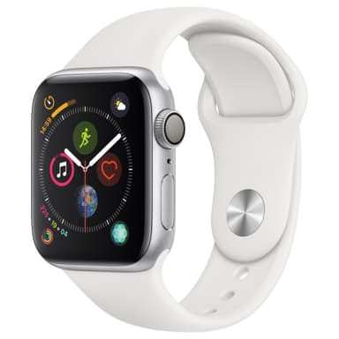 Apple Watch Series 4 40 mm (sølv alu/hvit sport band)