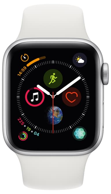 Apple Watch Series 4 40 mm (sølv alu/hvit sport band)