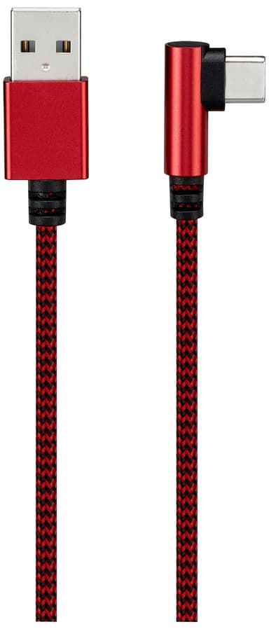 Sandstrøm flettet USB A til USB-C kabel (rød/sort)