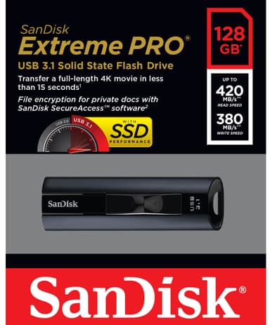 SanDisk Extreme Pro USB 3.1 minnepenn 128 GB