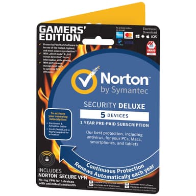 Norton Security Deluxe Gamers Edition-5 enhets (nettbasert abonnement)