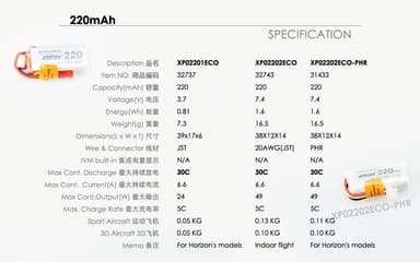 2s   220mAh - 30C - Dualsky XPower ECO-S - JST