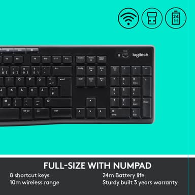 Logitech MK270 trådløs mus og tastatur