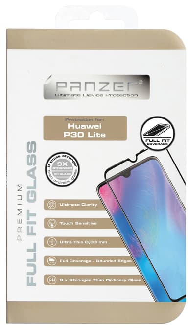 Panzer Full-Fit Huawei P30 Lite skjermbeskytter (sort)
