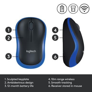 Logitech M185 trådløs mus (blå)