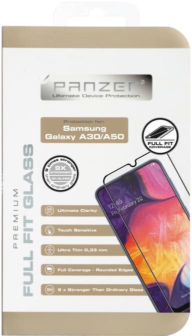 Panzer Full-Fit Samsung Galaxy A50 skjermbeskytter(sort)