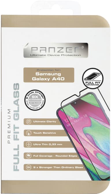 Panzer Full-Fit Samsung Galaxy A40 skjermbeskytter (sort)