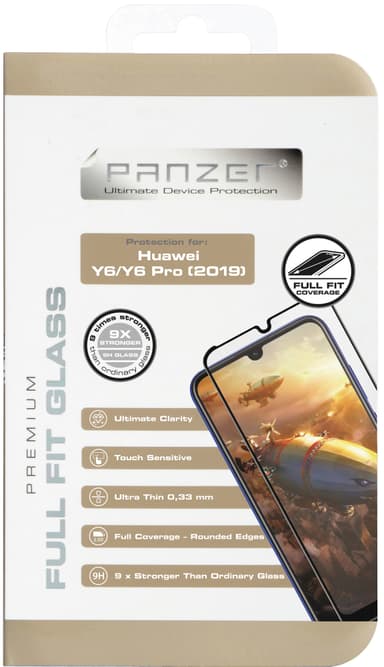 Panzer Full-Fit Huawei Y6 2019 skjermbeskytter (sort)