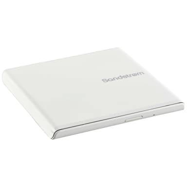 Sandstrøm USB Slim DVD/CD eksternt optisk drev (hvit)