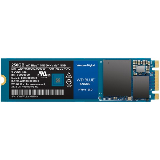 WD Blue SN500 NVMe PCIe M.2 intern SSD, 250 GB