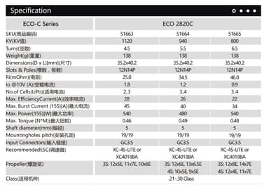 Dualsky ECO 2820C V2 800KV 138gram