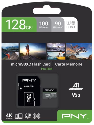 PNY PRO Elite Micro SDXC U3 V30-minnekort 128 GB