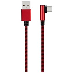 Sandstrøm flettet USB A til USB-C kabel (rød/sort)