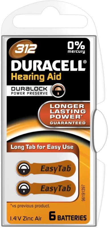 Duracell batteri til høreapparat DA312 (6 pakk)