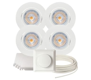Komplett Alfa LED Downlightpakke Matt Hvit 4 pk