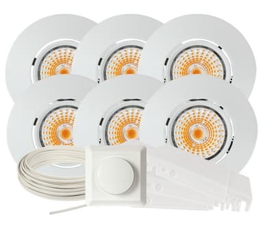 Komplett Altea Tilt LED Downlightpakke Matt Hvit 6 pk