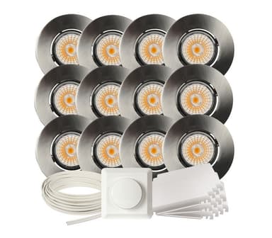 Komplett Altea Tilt LED Downlightpakke Børstet Stål 12 pk