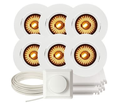 Komplett Alfa WarmDim Downlightpakke Matt Hvit 6 pk