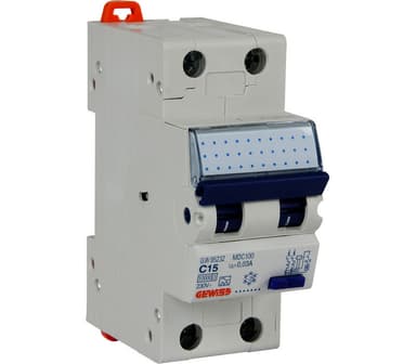 Jordfeilautomat Gewiss 215C 15A 2-pol 2 mod C-karakteristikk