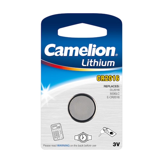 Batteri CR2016 Lithium 3V Camelion