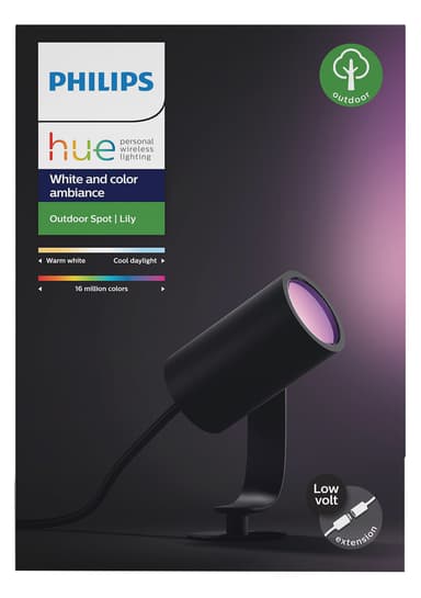 Philips Hue Lily utvidelse med pigg 1x8W (sort)