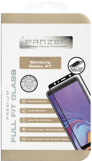 Panzer Full-Fit Samsung Galaxy A7 2018 skjermbeskytter (sort)