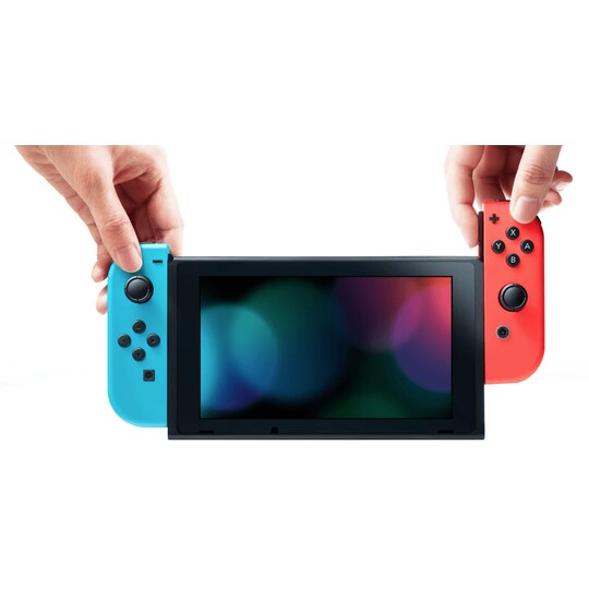 Nintendo Switch spillkonsoll 2019 med neon blå/rød Joy-Con-kontrollere