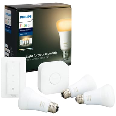 Philips Hue White Ambiance trådløst startsett (3 stk. 8,5W Lys opp hjemmet smartere med belysning fra Philips Hue Elkjøp