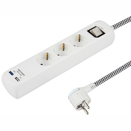 Smartline strømforgrener med to USB-porter 13789 (hvit)