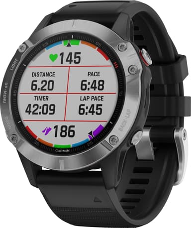 Garmin Fenix 6 GPS smartklokke 47 mm (sølv/sort)