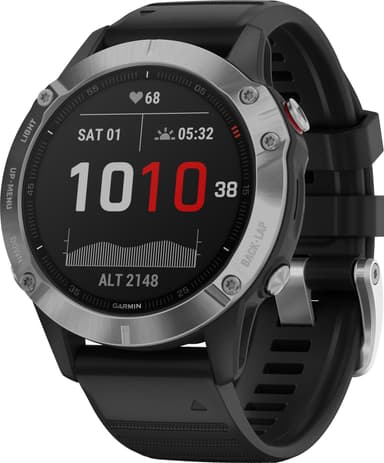 Garmin Fenix 6 GPS smartklokke 47 mm (sølv/sort)