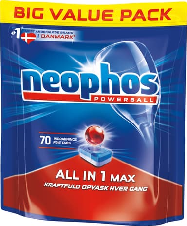 Neophos All In One Max Powerball oppvasktabletter 3080519, 70-pakning