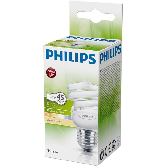 Philips Tornado fluorescerende lyspære PHITOR8WE27