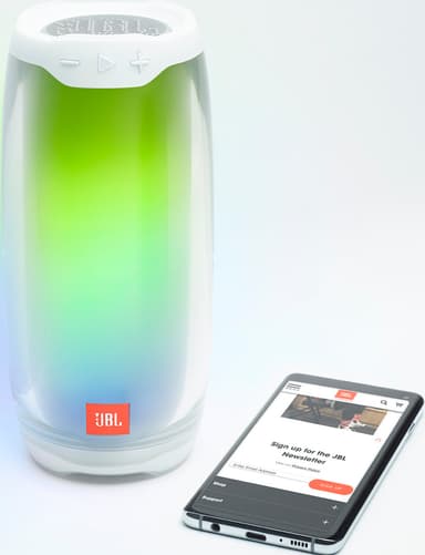 JBL Pulse 4 trådløs bærbar partyhøyttaler (hvit)