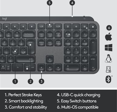 Logitech MX Keys trådløst tastatur (nordisk layout)