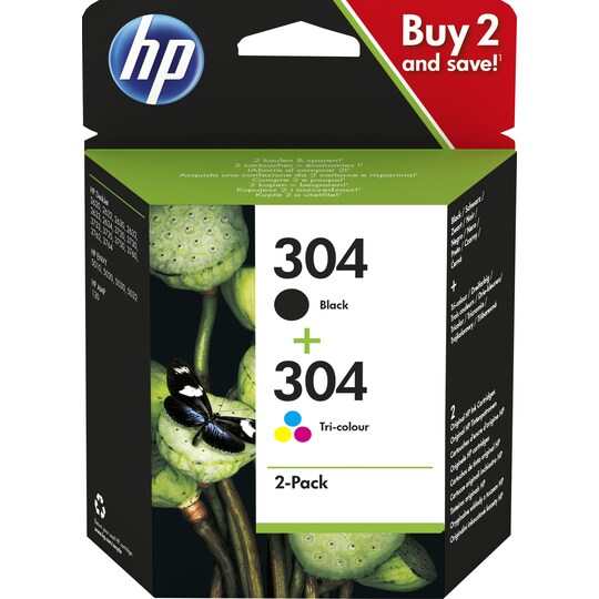 HP 304 blekkpatron sort og trefarget kombopakke