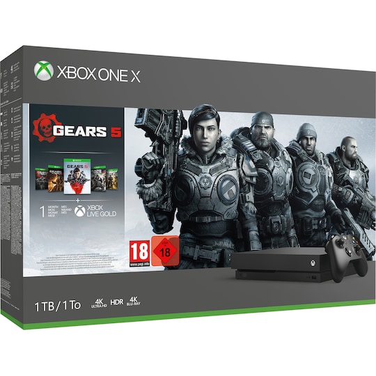 Xbox One X 1 TB: Gears 5 samlepakke (sort)