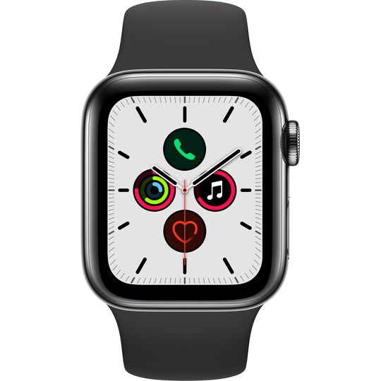 Apple Watch Series 5, 40 mm urkasse i rustfritt stål (GPS + 4G)