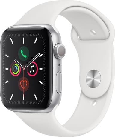 Apple Watch Series 5 44mm (sølv alu/hvit sportsreim)