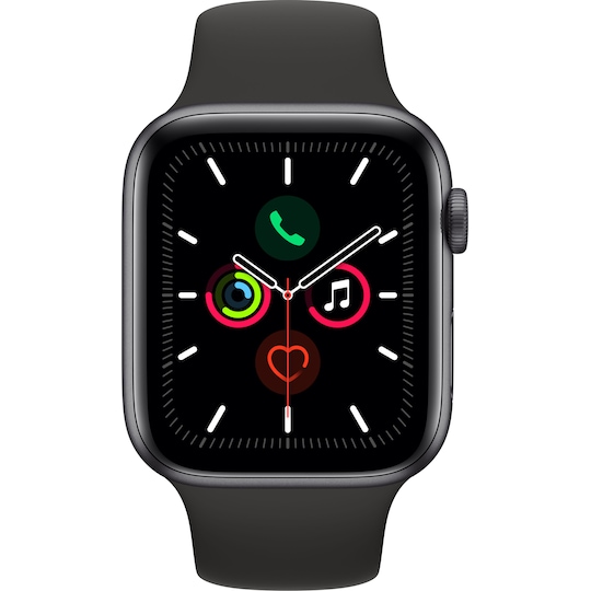 Apple Watch Series 5 44 mm (stellargrå alu/sort sportsreim)