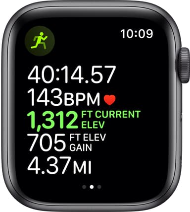 Apple Watch Series 5 44 mm (stellargrå alu/sort sportsreim)